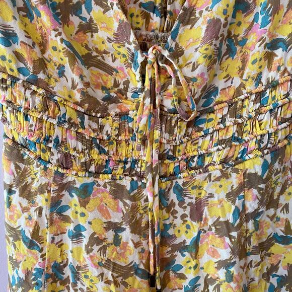 NWT Free People Women's size 4 Small Yellow Lilly Combo Floral Mini Dress Fairy - Picture 6 of 12